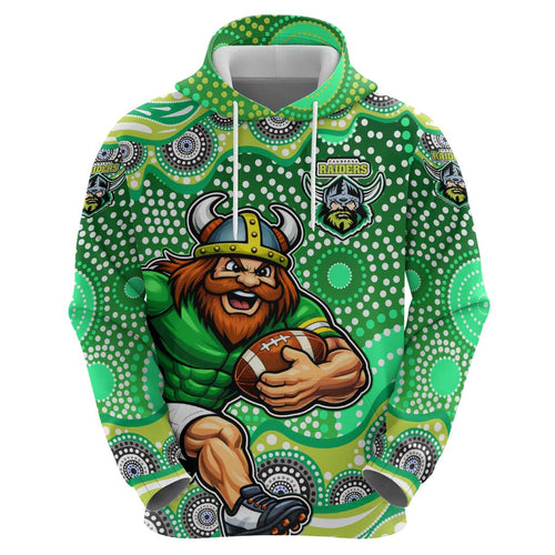 Canberra Raiders Hoodie Aboriginal Dot Pattern - Rugby Mascot Heritage Pride