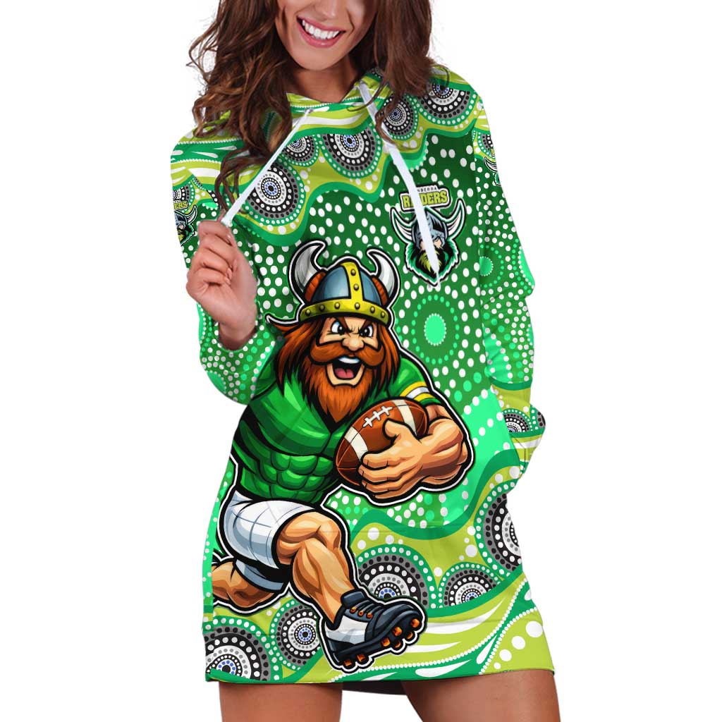 Canberra Raiders Hoodie Dress Aboriginal Dot Pattern - Rugby Mascot Heritage Pride