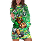 Canberra Raiders Hoodie Dress Aboriginal Dot Pattern - Rugby Mascot Heritage Pride