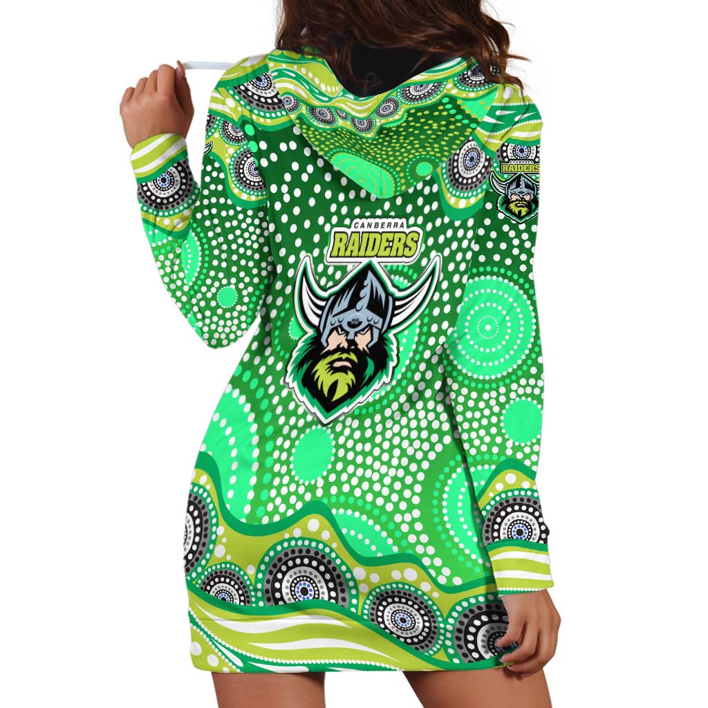 Canberra Raiders Hoodie Dress Aboriginal Dot Pattern - Rugby Mascot Heritage Pride