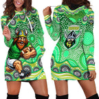 Canberra Raiders Hoodie Dress Aboriginal Dot Pattern - Rugby Mascot Heritage Pride