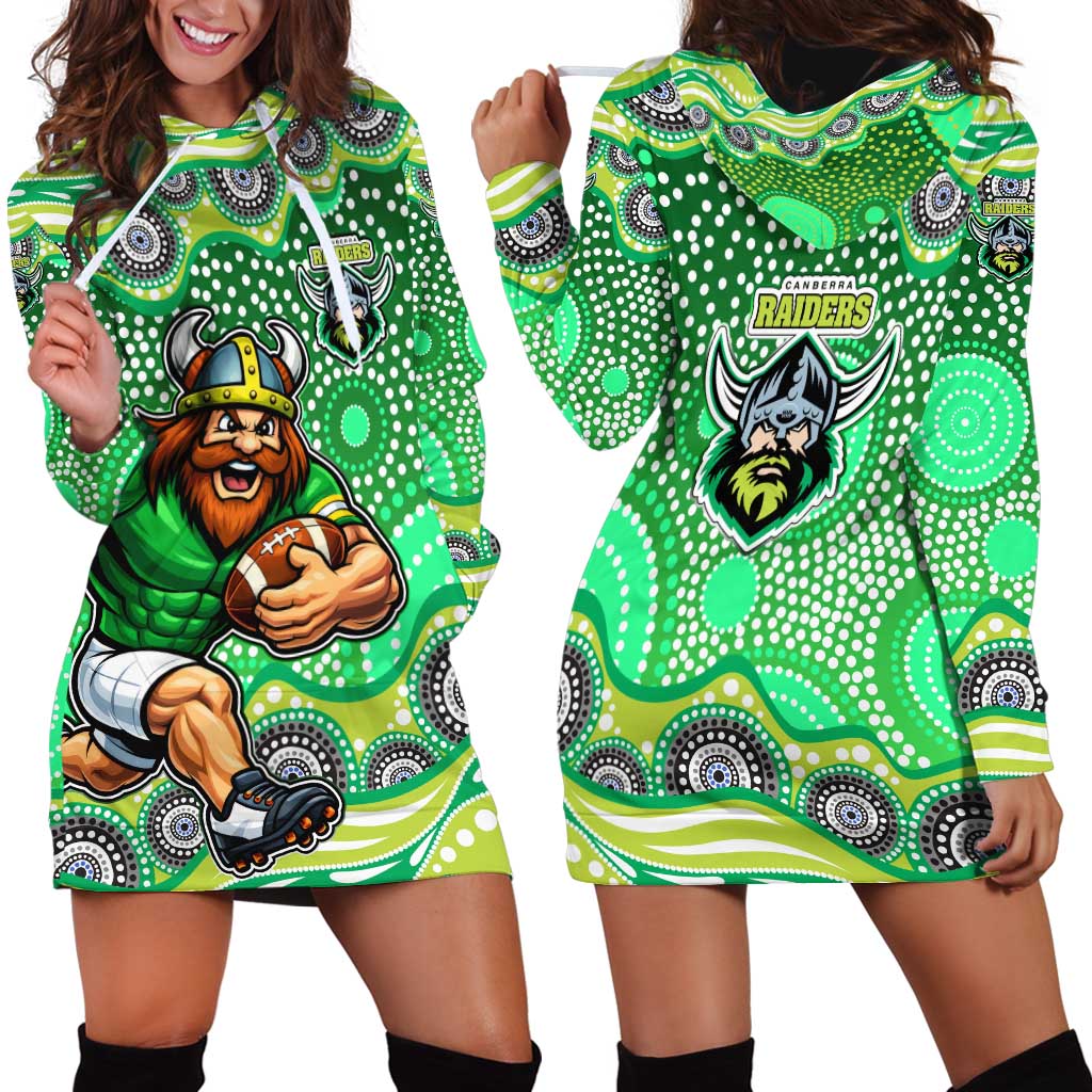 Canberra Raiders Hoodie Dress Aboriginal Dot Pattern - Rugby Mascot Heritage Pride