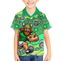 Canberra Raiders Kid Hawaiian Shirt Aboriginal Dot Pattern - Rugby Mascot Heritage Pride