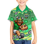 Canberra Raiders Kid Hawaiian Shirt Aboriginal Dot Pattern - Rugby Mascot Heritage Pride