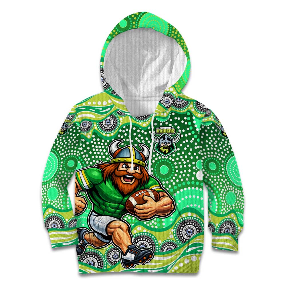 Canberra Raiders Kid Hoodie Aboriginal Dot Pattern - Rugby Mascot Heritage Pride