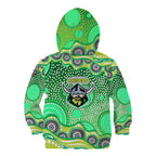 Canberra Raiders Kid Hoodie Aboriginal Dot Pattern - Rugby Mascot Heritage Pride