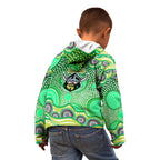 Canberra Raiders Kid Hoodie Aboriginal Dot Pattern - Rugby Mascot Heritage Pride