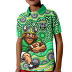 Canberra Raiders Kid Polo Shirt Aboriginal Dot Pattern - Rugby Mascot Heritage Pride