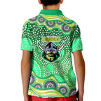 Canberra Raiders Kid Polo Shirt Aboriginal Dot Pattern - Rugby Mascot Heritage Pride