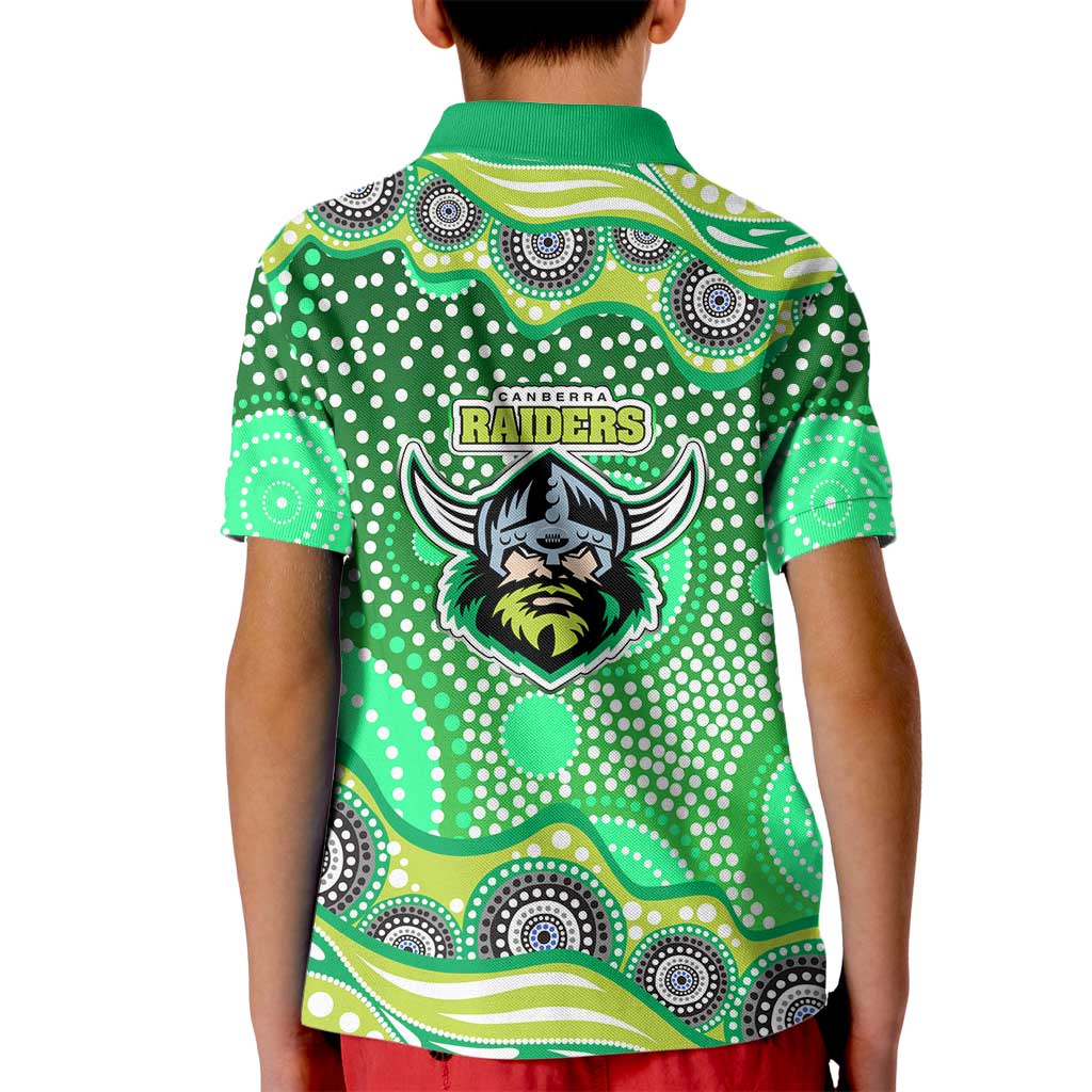 Canberra Raiders Kid Polo Shirt Aboriginal Dot Pattern - Rugby Mascot Heritage Pride