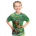 Canberra Raiders Kid T Shirt Aboriginal Dot Pattern - Rugby Mascot Heritage Pride