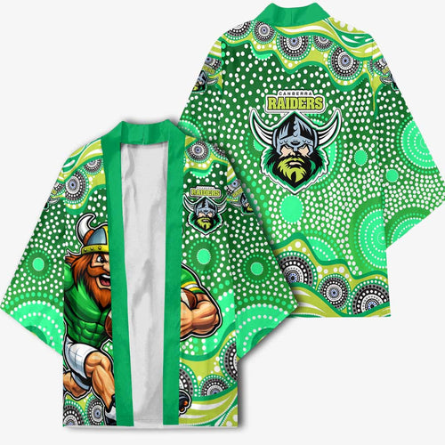 Canberra Raiders Kimono Aboriginal Dot Pattern - Rugby Mascot Heritage Pride