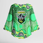 Canberra Raiders Kimono Sleeve Blouse Aboriginal Dot Pattern - Rugby Mascot Heritage Pride