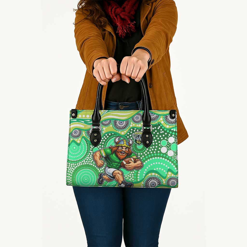 Canberra Raiders Leather Bag Aboriginal Dot Pattern - Rugby Mascot Heritage Pride