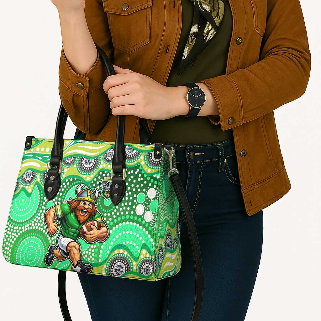 Canberra Raiders Leather Bag Aboriginal Dot Pattern - Rugby Mascot Heritage Pride