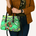 Canberra Raiders Leather Bag Aboriginal Dot Pattern - Rugby Mascot Heritage Pride