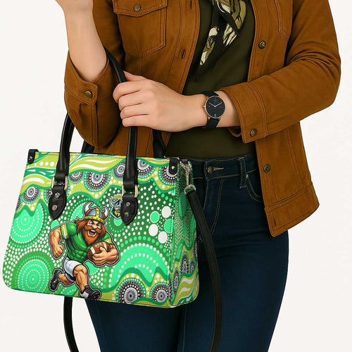 Canberra Raiders Leather Bag Aboriginal Dot Pattern - Rugby Mascot Heritage Pride