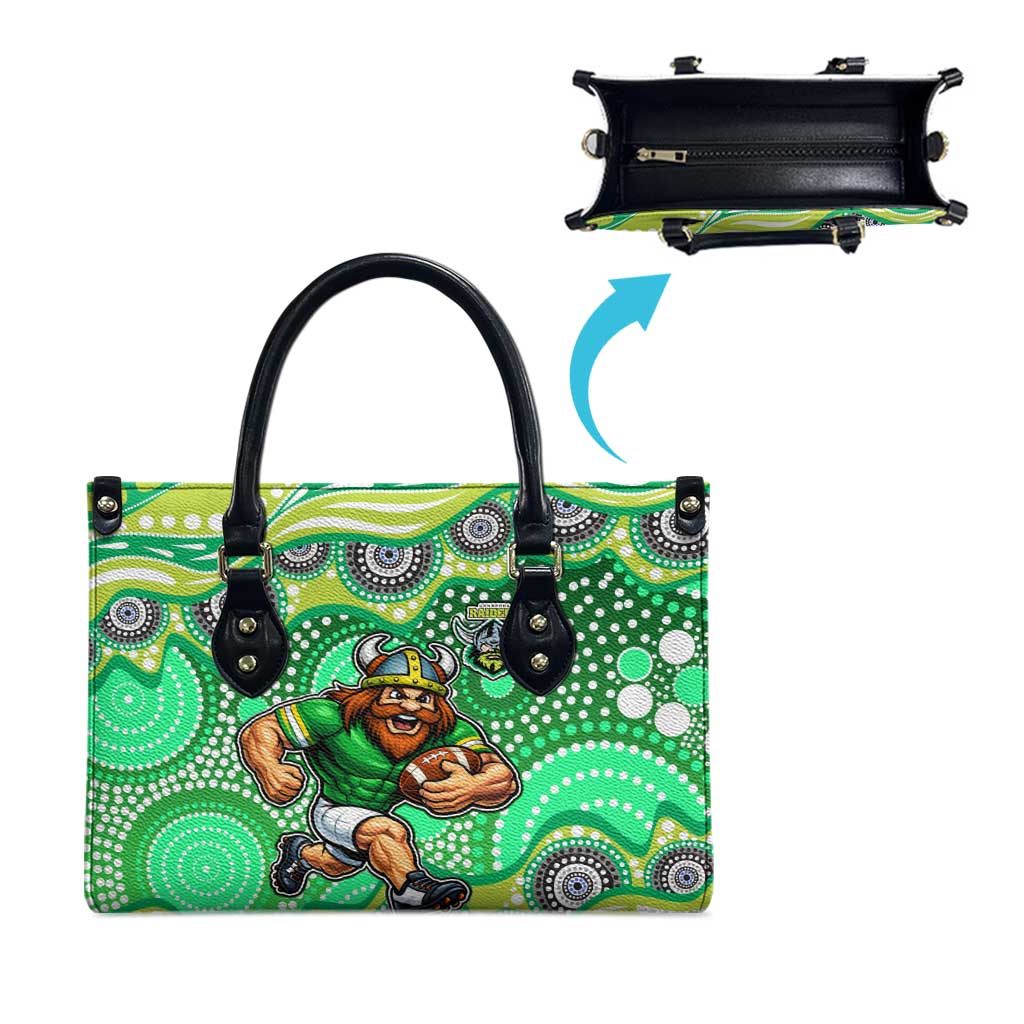 Canberra Raiders Leather Bag Aboriginal Dot Pattern - Rugby Mascot Heritage Pride