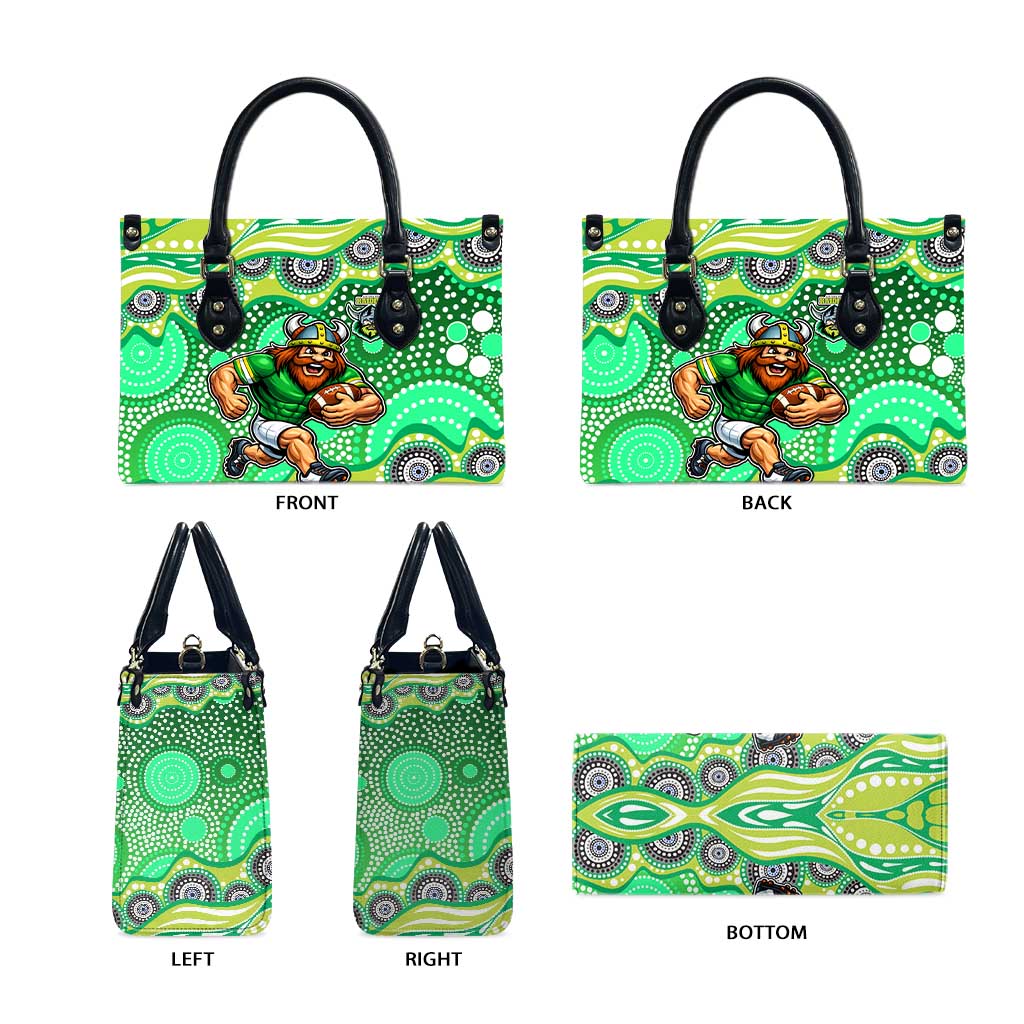 Canberra Raiders Leather Bag Aboriginal Dot Pattern - Rugby Mascot Heritage Pride