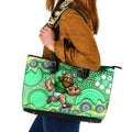 Canberra Raiders Leather Tote Bag Aboriginal Dot Pattern - Rugby Mascot Heritage Pride