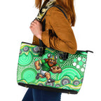 Canberra Raiders Leather Tote Bag Aboriginal Dot Pattern - Rugby Mascot Heritage Pride