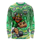 Canberra Raiders Long Sleeve Shirt Aboriginal Dot Pattern - Rugby Mascot Heritage Pride