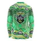 Canberra Raiders Long Sleeve Shirt Aboriginal Dot Pattern - Rugby Mascot Heritage Pride