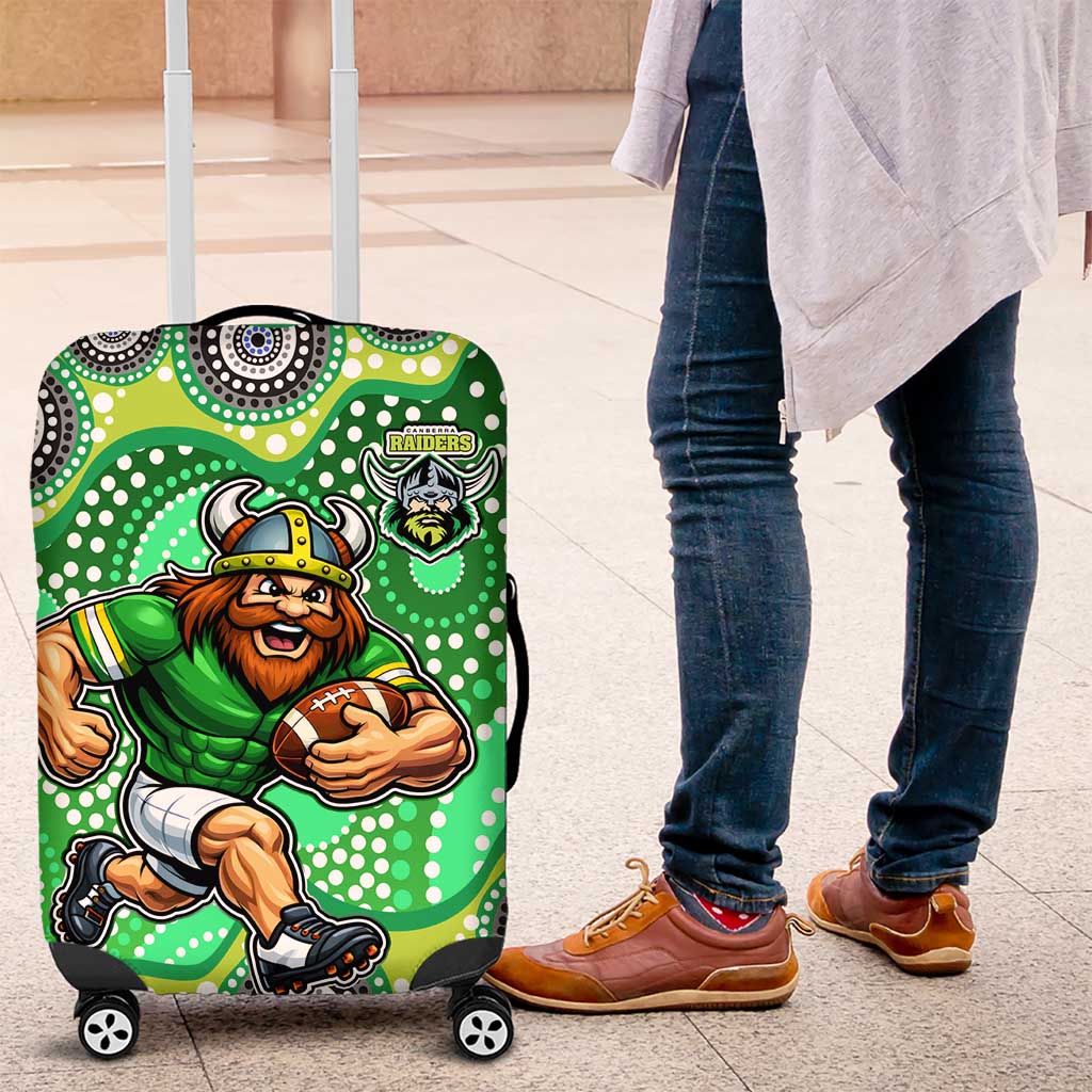 Canberra Raiders Luggage Cover Aboriginal Dot Pattern - Rugby Mascot Heritage Pride