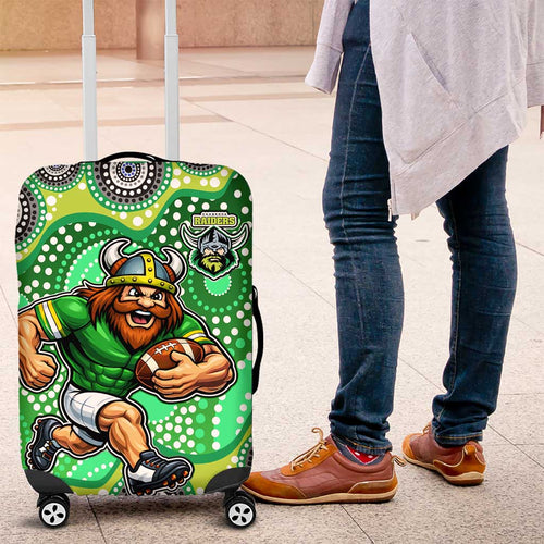 Canberra Raiders Luggage Cover Aboriginal Dot Pattern - Rugby Mascot Heritage Pride