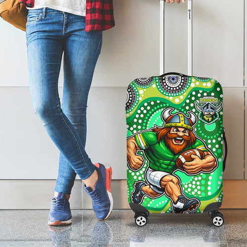 Canberra Raiders Luggage Cover Aboriginal Dot Pattern - Rugby Mascot Heritage Pride