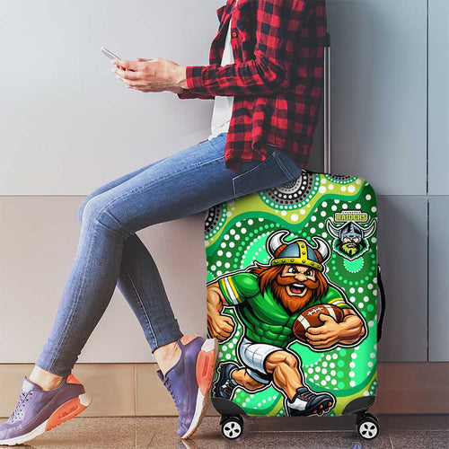 Canberra Raiders Luggage Cover Aboriginal Dot Pattern - Rugby Mascot Heritage Pride