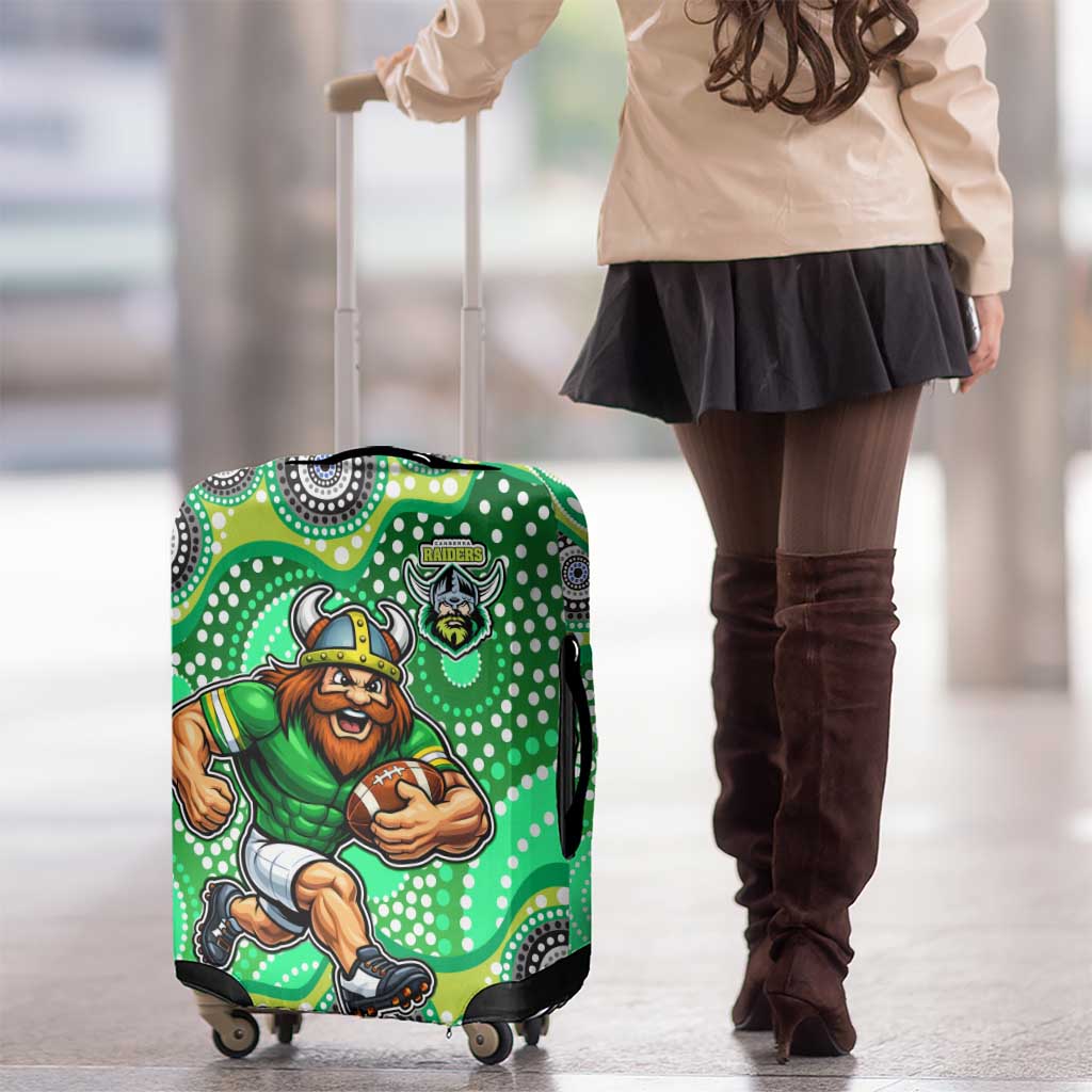 Canberra Raiders Luggage Cover Aboriginal Dot Pattern - Rugby Mascot Heritage Pride