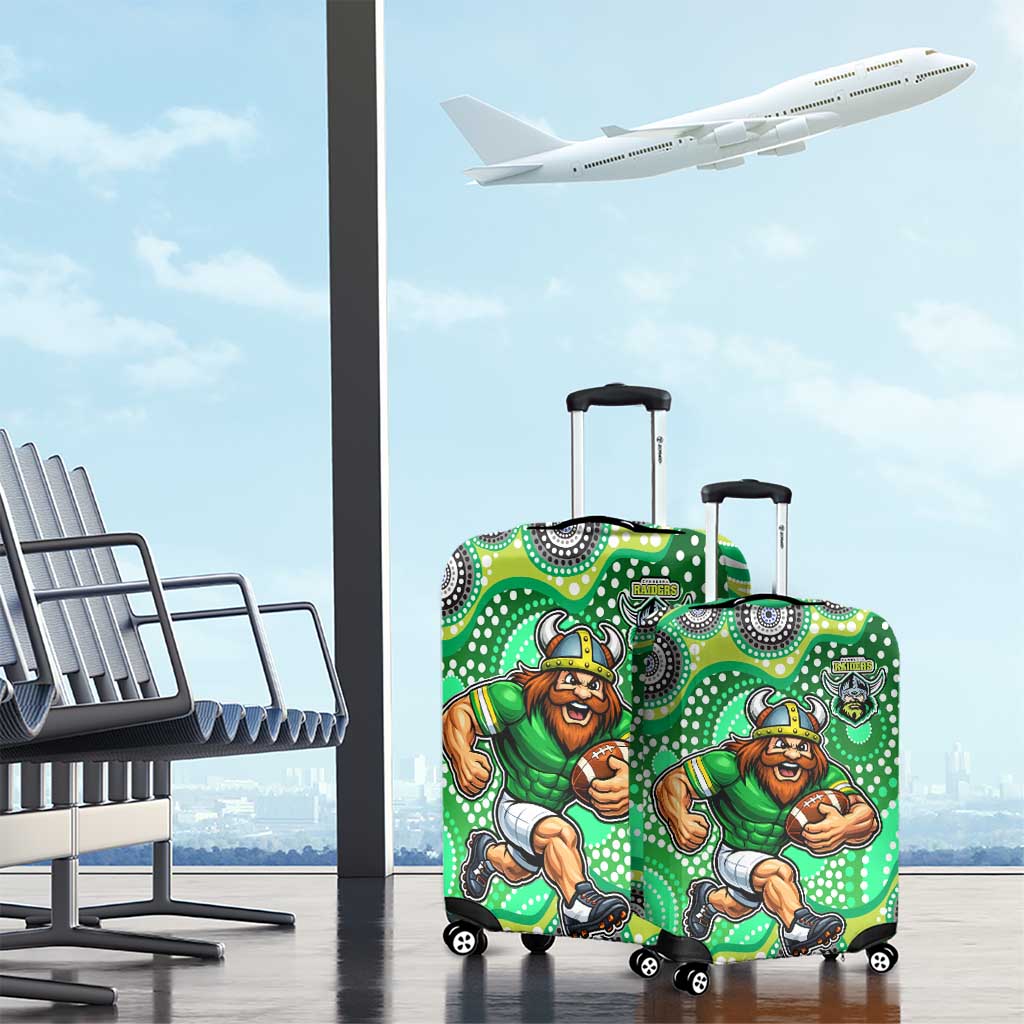 Canberra Raiders Luggage Cover Aboriginal Dot Pattern - Rugby Mascot Heritage Pride