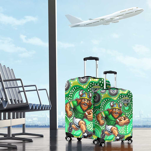 Canberra Raiders Luggage Cover Aboriginal Dot Pattern - Rugby Mascot Heritage Pride