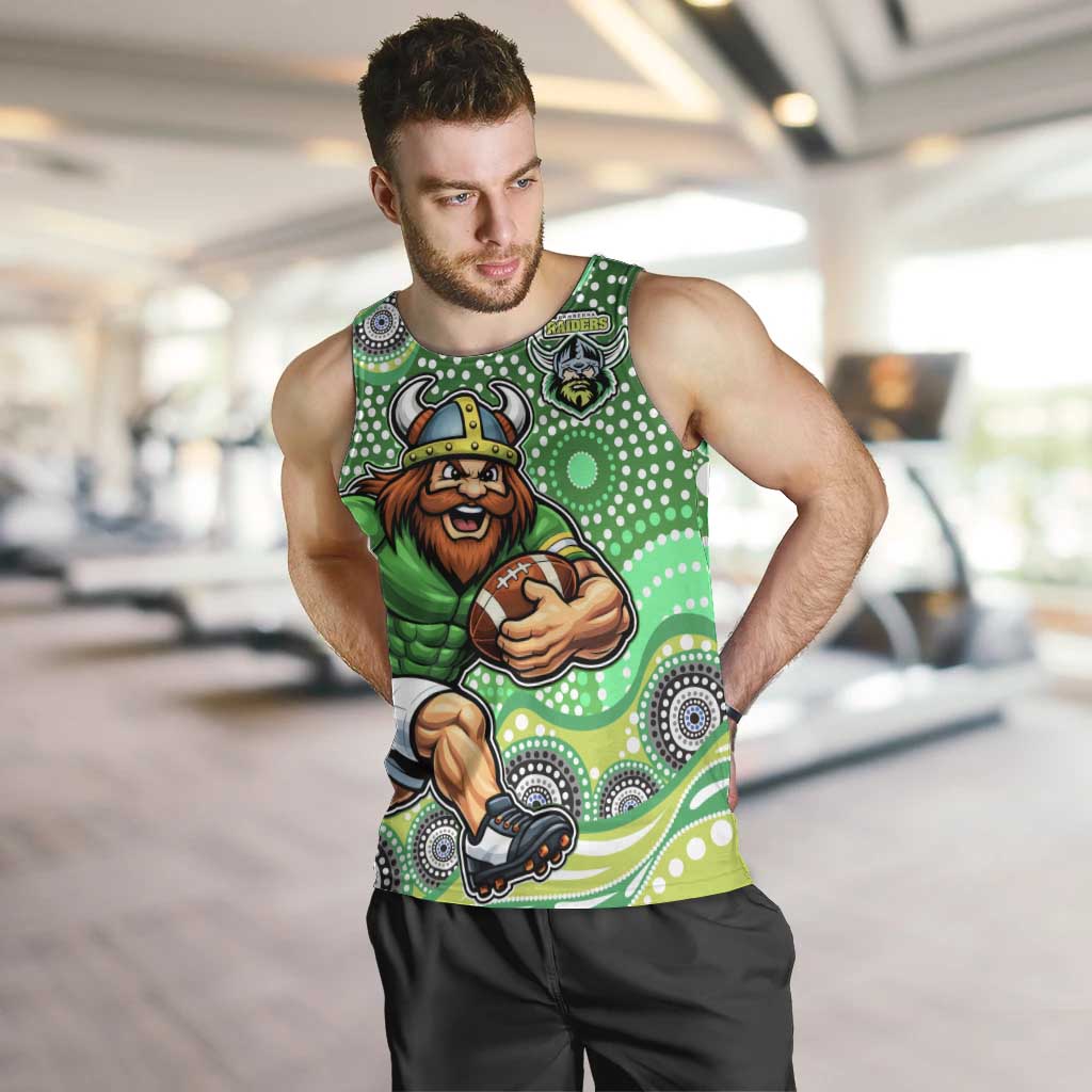 Canberra Raiders Men Tank Top Aboriginal Dot Pattern - Rugby Mascot Heritage Pride
