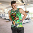 Canberra Raiders Men Tank Top Aboriginal Dot Pattern - Rugby Mascot Heritage Pride