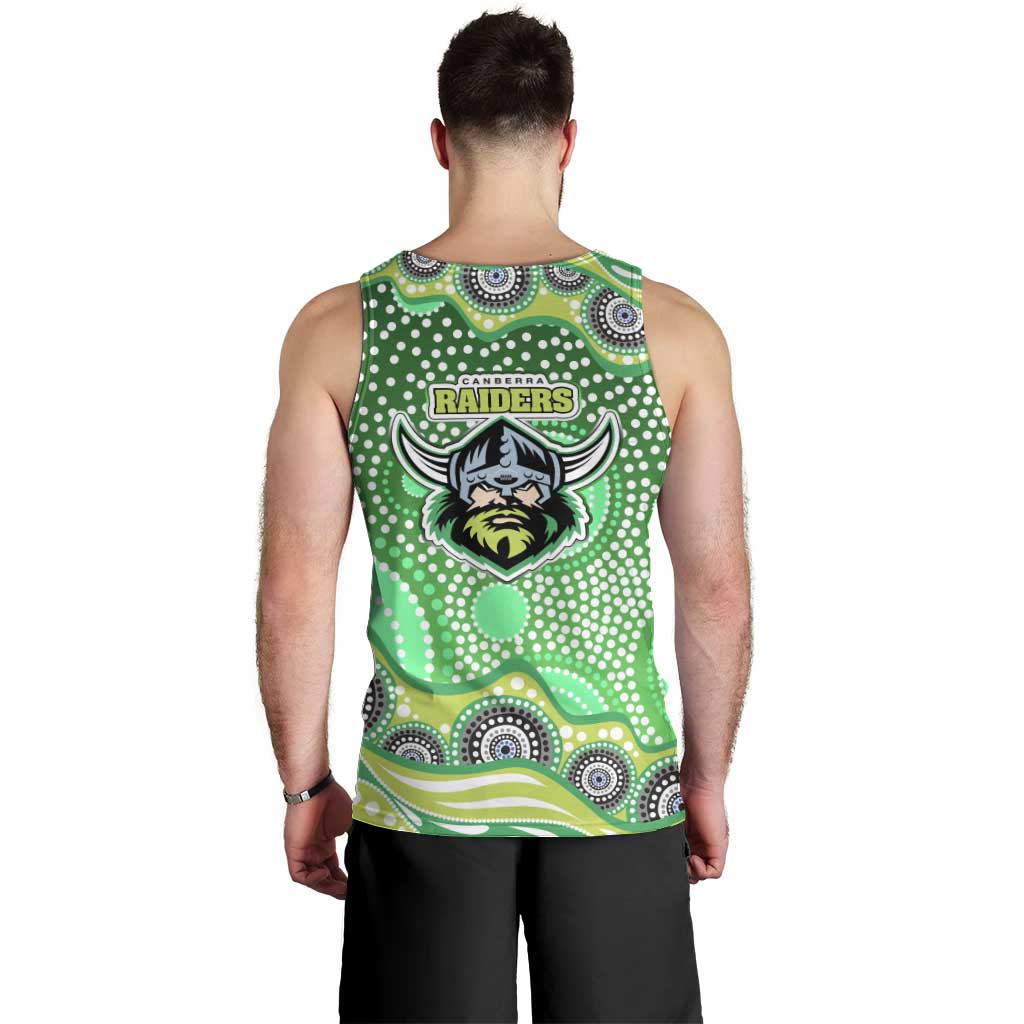 Canberra Raiders Men Tank Top Aboriginal Dot Pattern - Rugby Mascot Heritage Pride