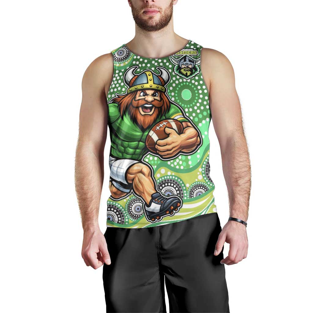 Canberra Raiders Men Tank Top Aboriginal Dot Pattern - Rugby Mascot Heritage Pride