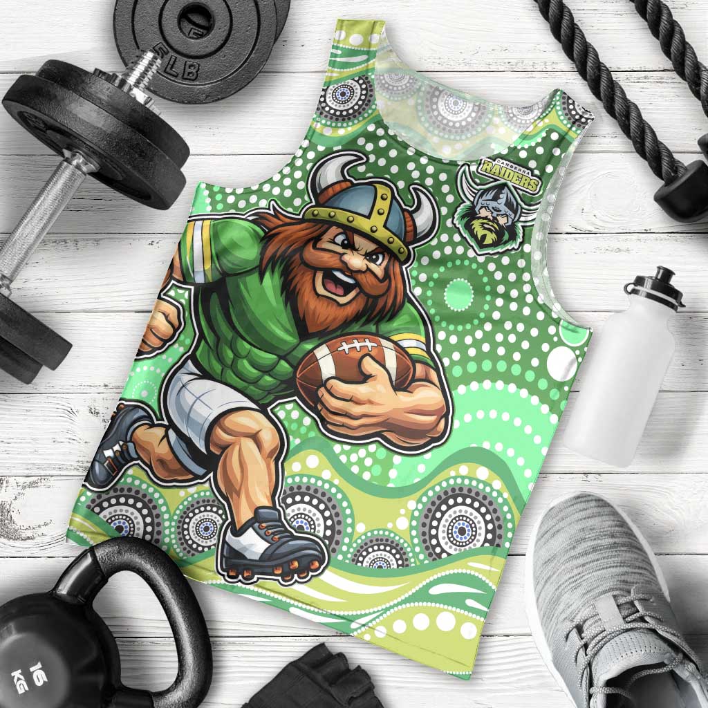 Canberra Raiders Men Tank Top Aboriginal Dot Pattern - Rugby Mascot Heritage Pride