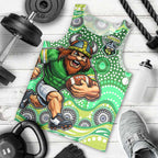 Canberra Raiders Men Tank Top Aboriginal Dot Pattern - Rugby Mascot Heritage Pride
