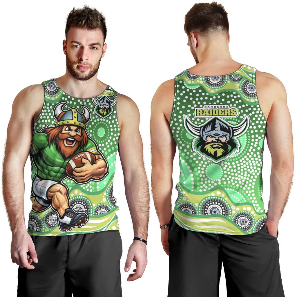 Canberra Raiders Men Tank Top Aboriginal Dot Pattern - Rugby Mascot Heritage Pride