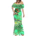 Canberra Raiders Mermaid Dress Aboriginal Dot Pattern - Rugby Mascot Heritage Pride
