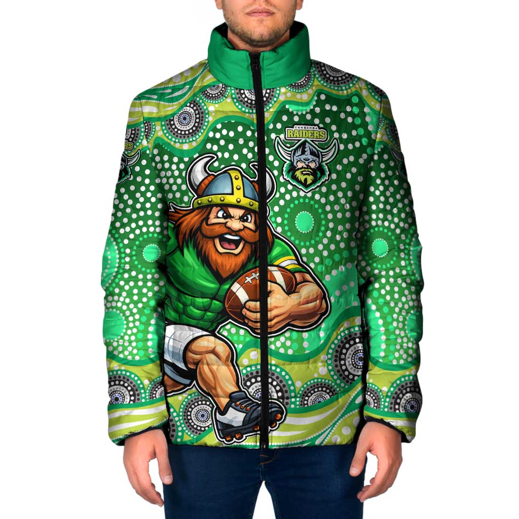 Canberra Raiders Padded Jacket Aboriginal Dot Pattern - Rugby Mascot Heritage Pride