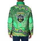 Canberra Raiders Padded Jacket Aboriginal Dot Pattern - Rugby Mascot Heritage Pride