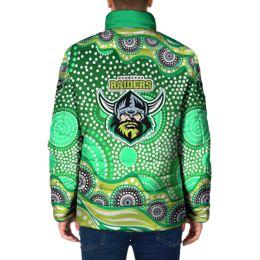 Canberra Raiders Padded Jacket Aboriginal Dot Pattern - Rugby Mascot Heritage Pride