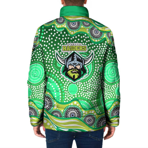 Canberra Raiders Padded Jacket Aboriginal Dot Pattern - Rugby Mascot Heritage Pride