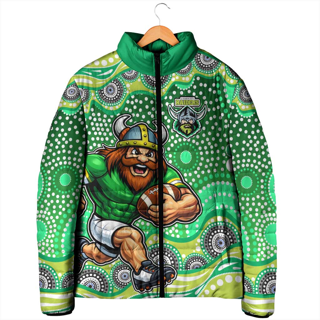 Canberra Raiders Padded Jacket Aboriginal Dot Pattern - Rugby Mascot Heritage Pride