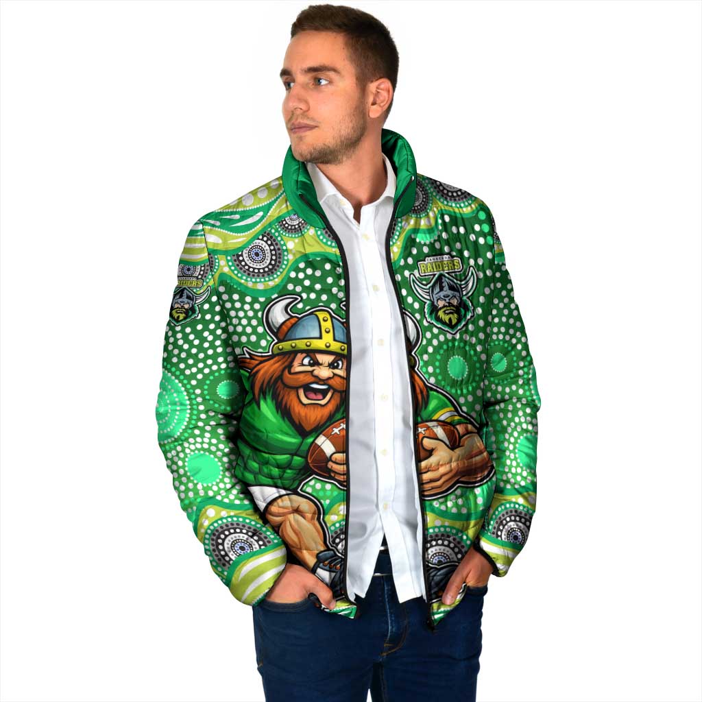 Canberra Raiders Padded Jacket Aboriginal Dot Pattern - Rugby Mascot Heritage Pride