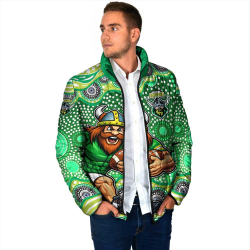 Canberra Raiders Padded Jacket Aboriginal Dot Pattern - Rugby Mascot Heritage Pride