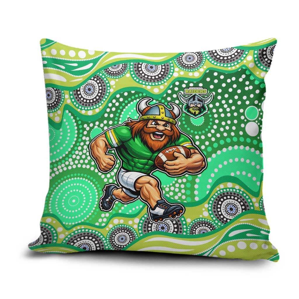 Canberra Raiders Pillow Cover Aboriginal Dot Pattern - Rugby Mascot Heritage Pride